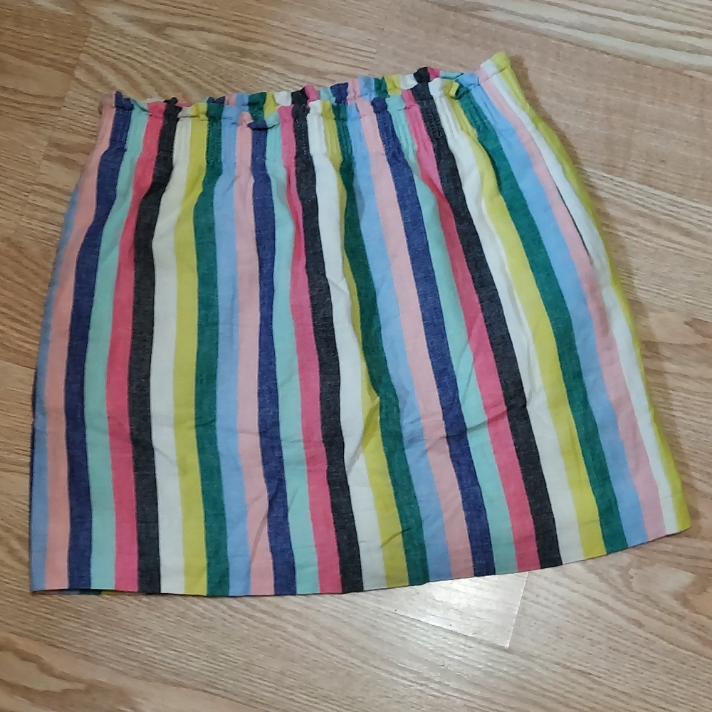 J. Crew Rainbow Stripe Linen Blend Mini Skirt Sz 6